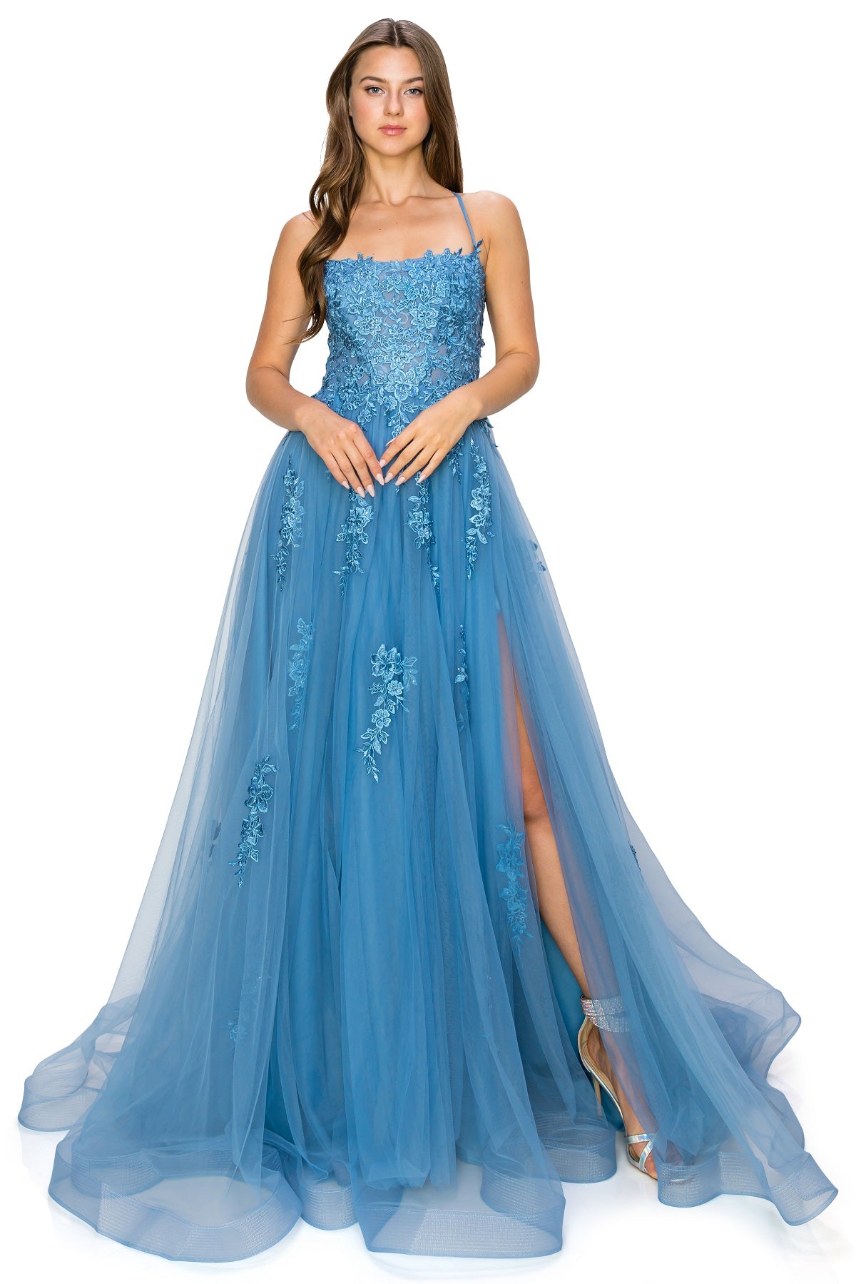Tulle Ball Gown with Lace Appliqué - Style 8031J
