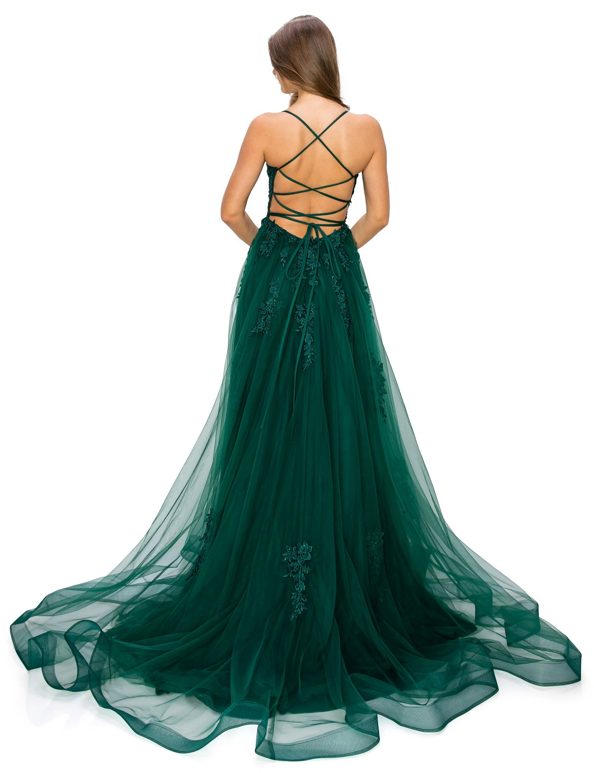 Tulle Ball Gown with Lace Appliqué - Style 8031J