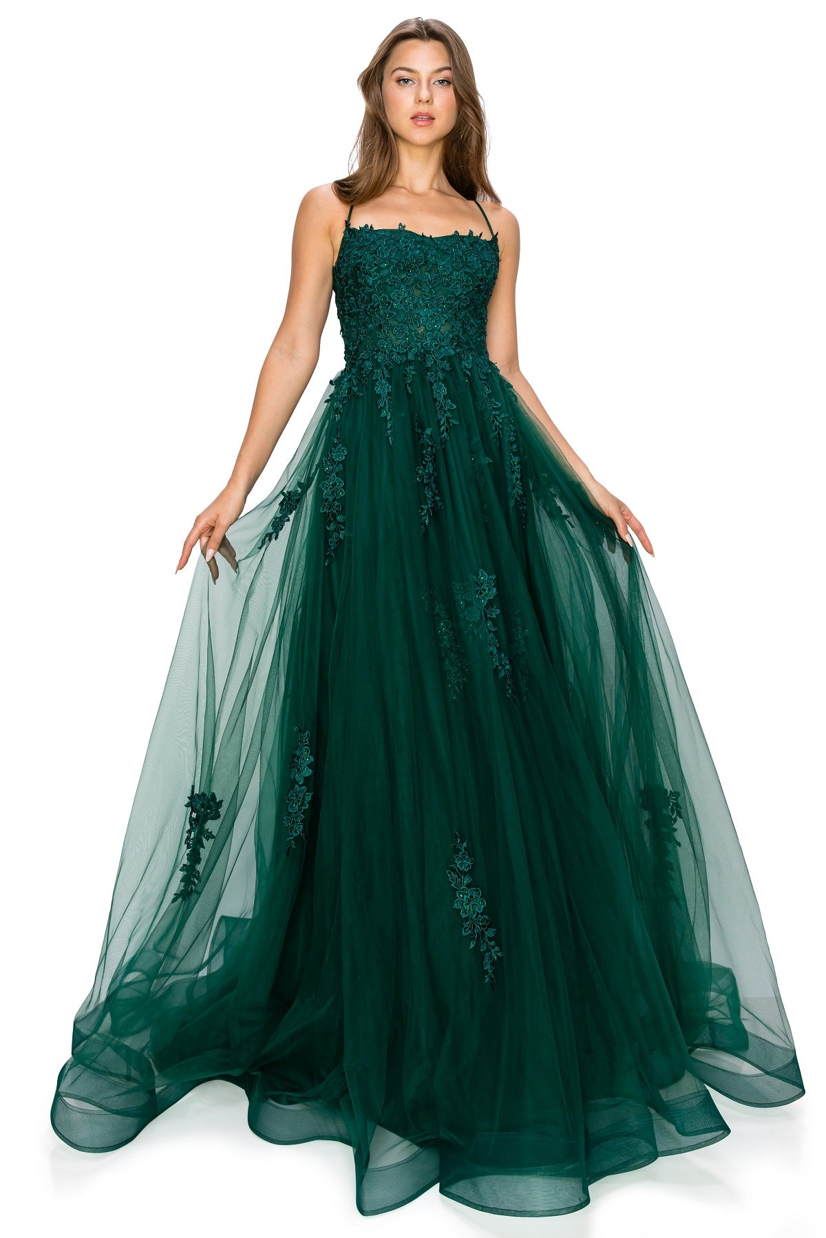 Tulle Ball Gown with Lace Appliqué - Style 8031J