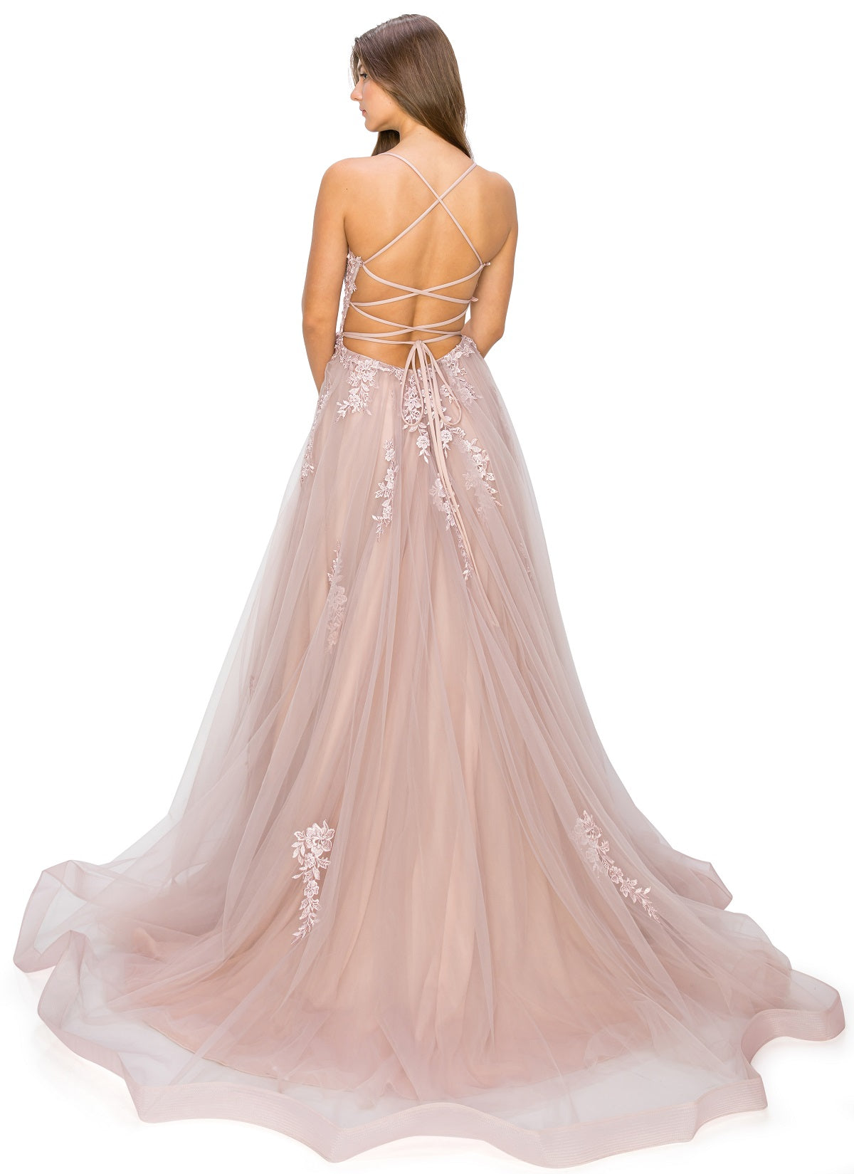 Tulle Ball Gown with Lace Appliqué - Style 8031J