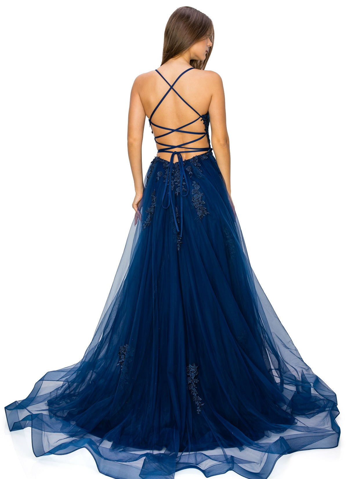 Tulle Ball Gown with Lace Appliqué - Style 8031J