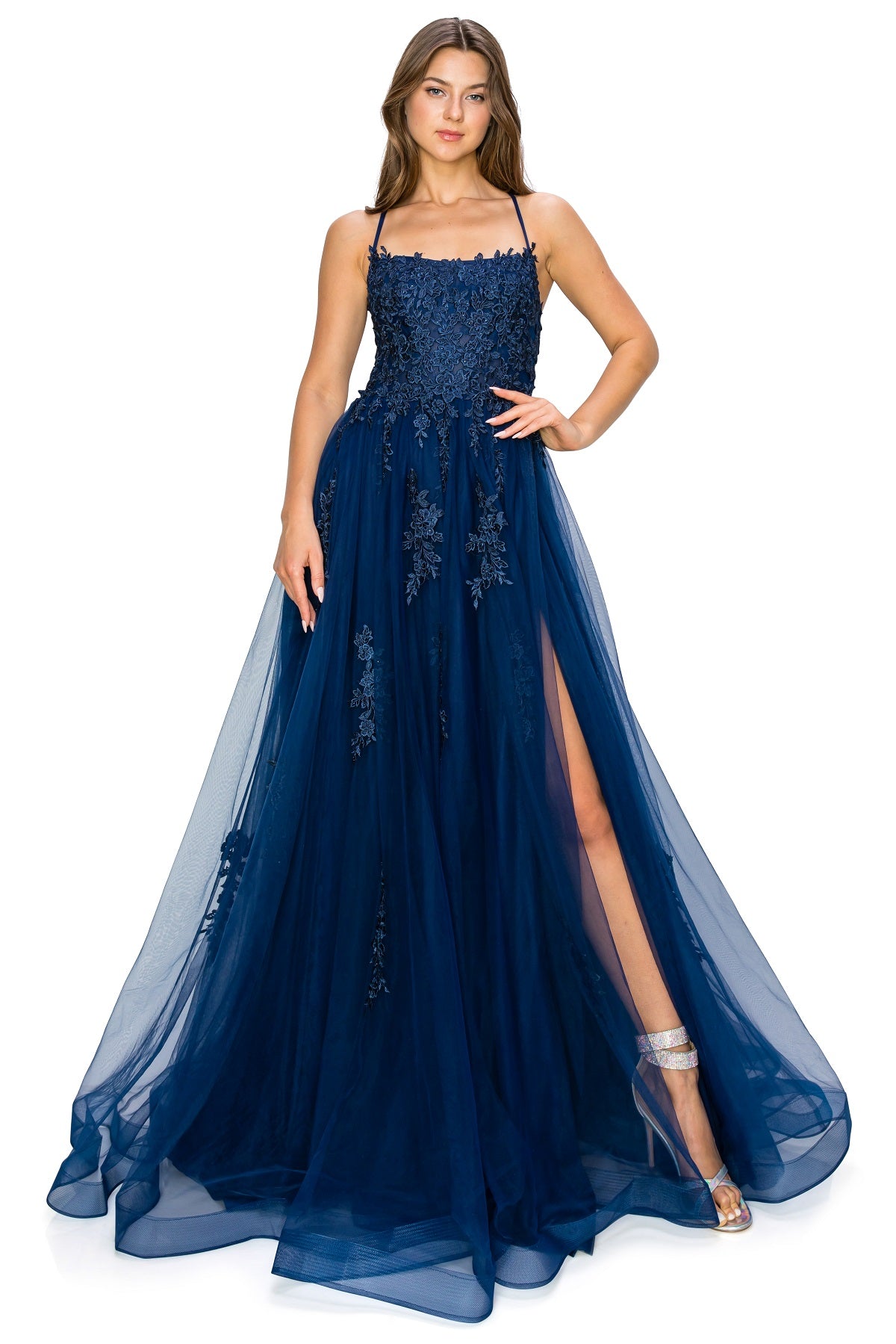 Tulle Ball Gown with Lace Appliqué - Style 8031J