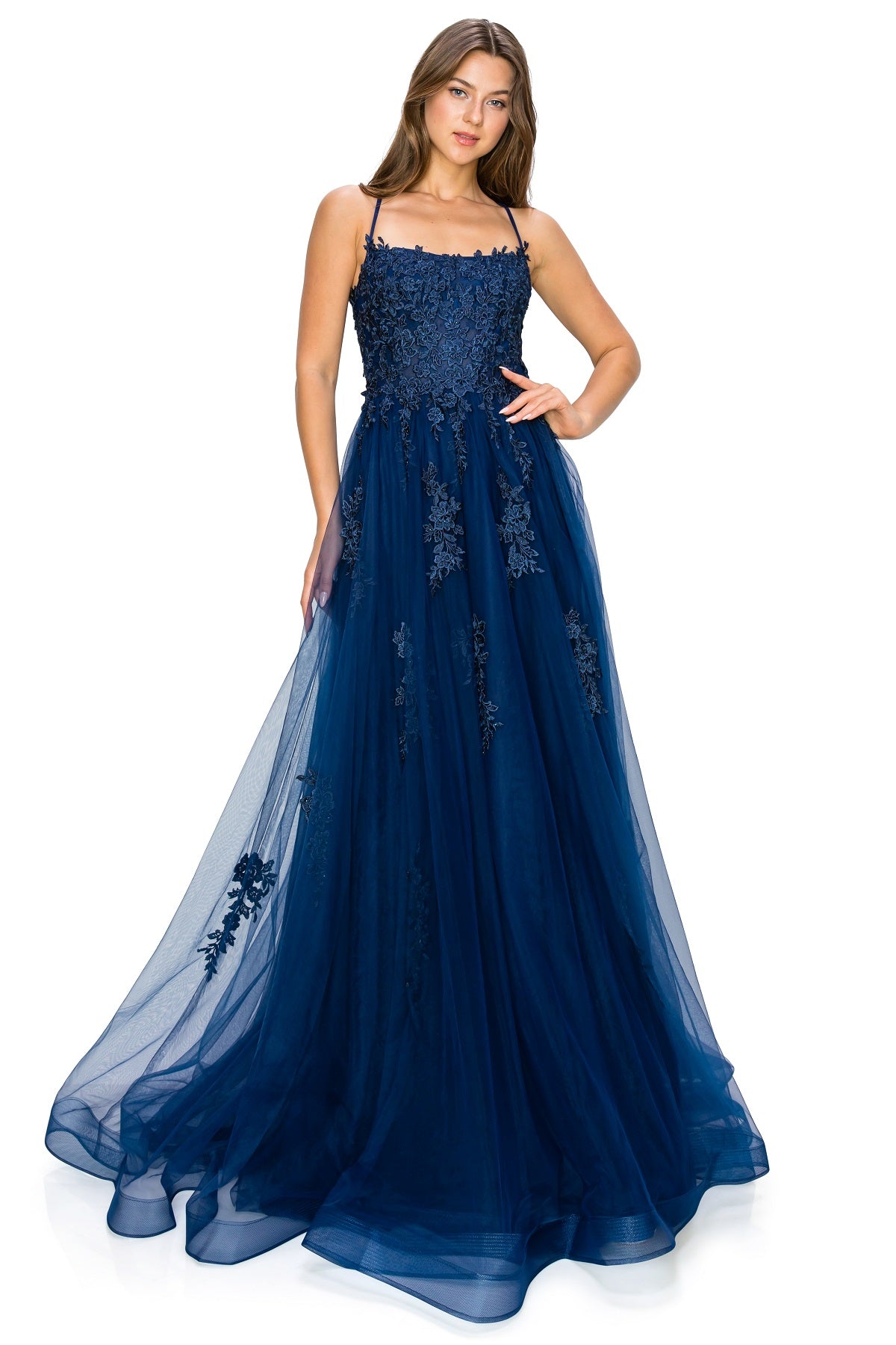 Tulle Ball Gown with Lace Appliqué - Style 8031J