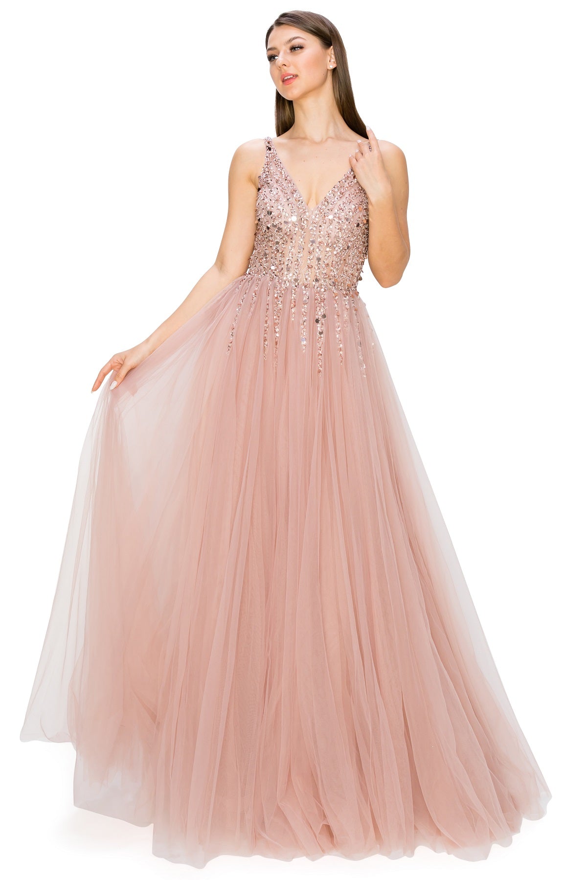 Sequin Lace Tulle Ball Gown - 8034J