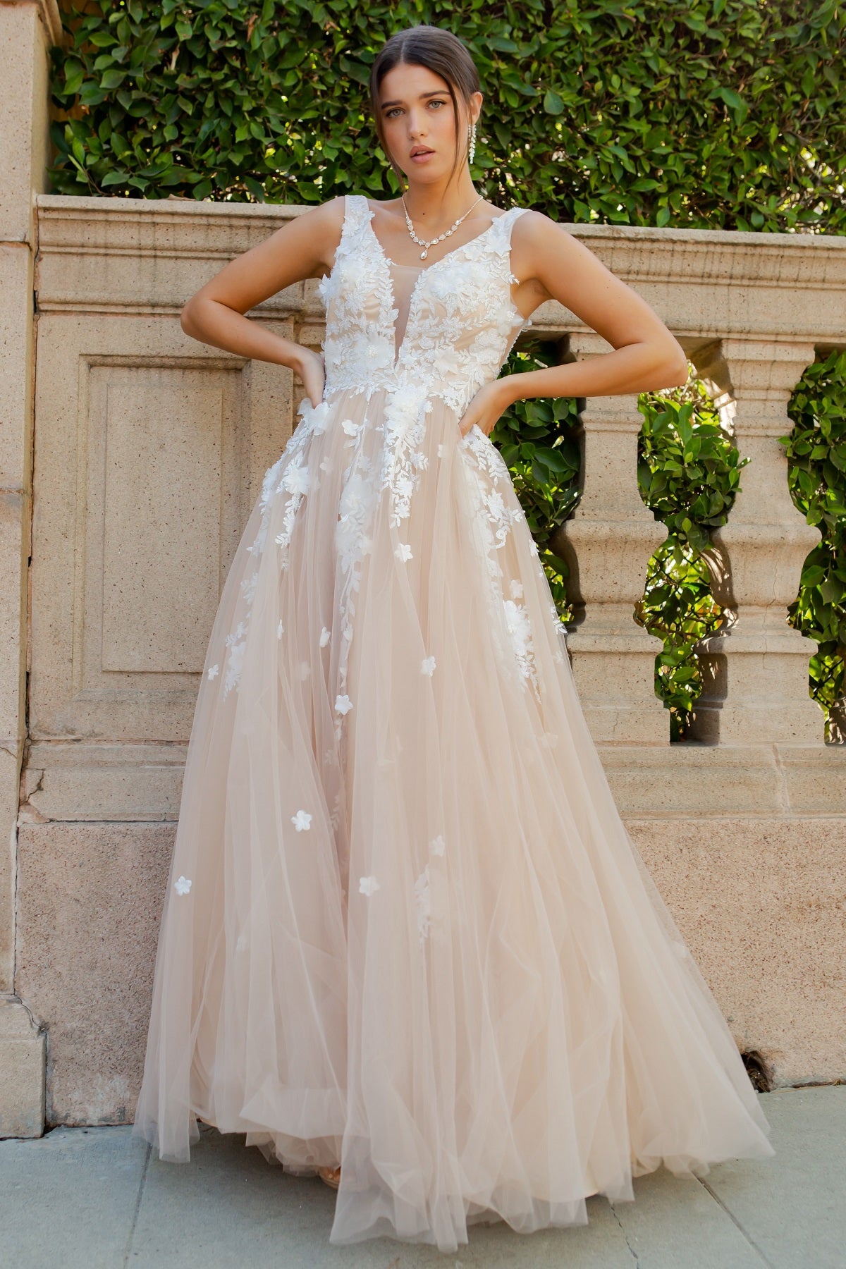 Gardenia Floral Lace A-Line Gown -8040J