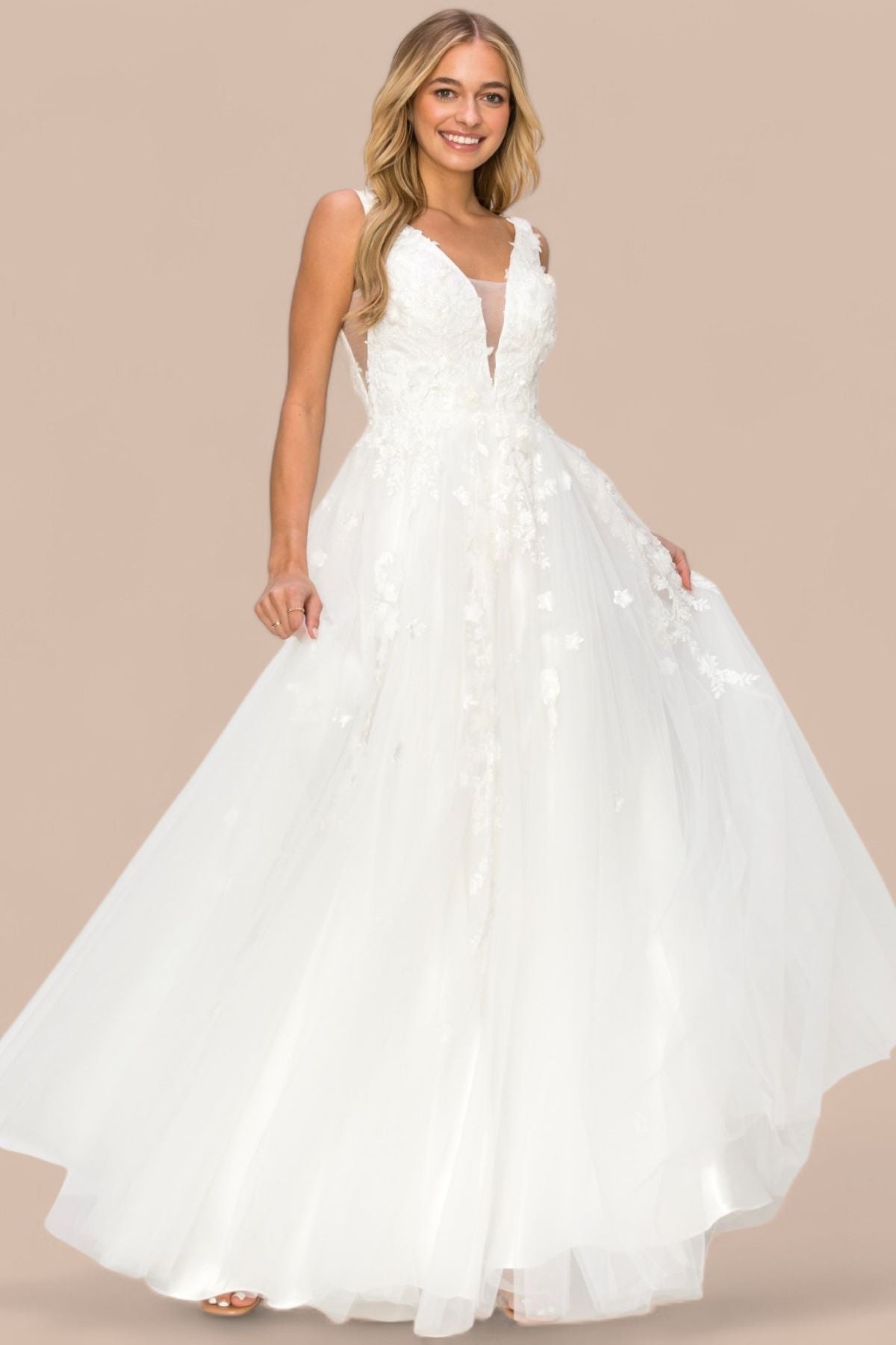 Gardenia Floral Lace A-Line Gown -8040J