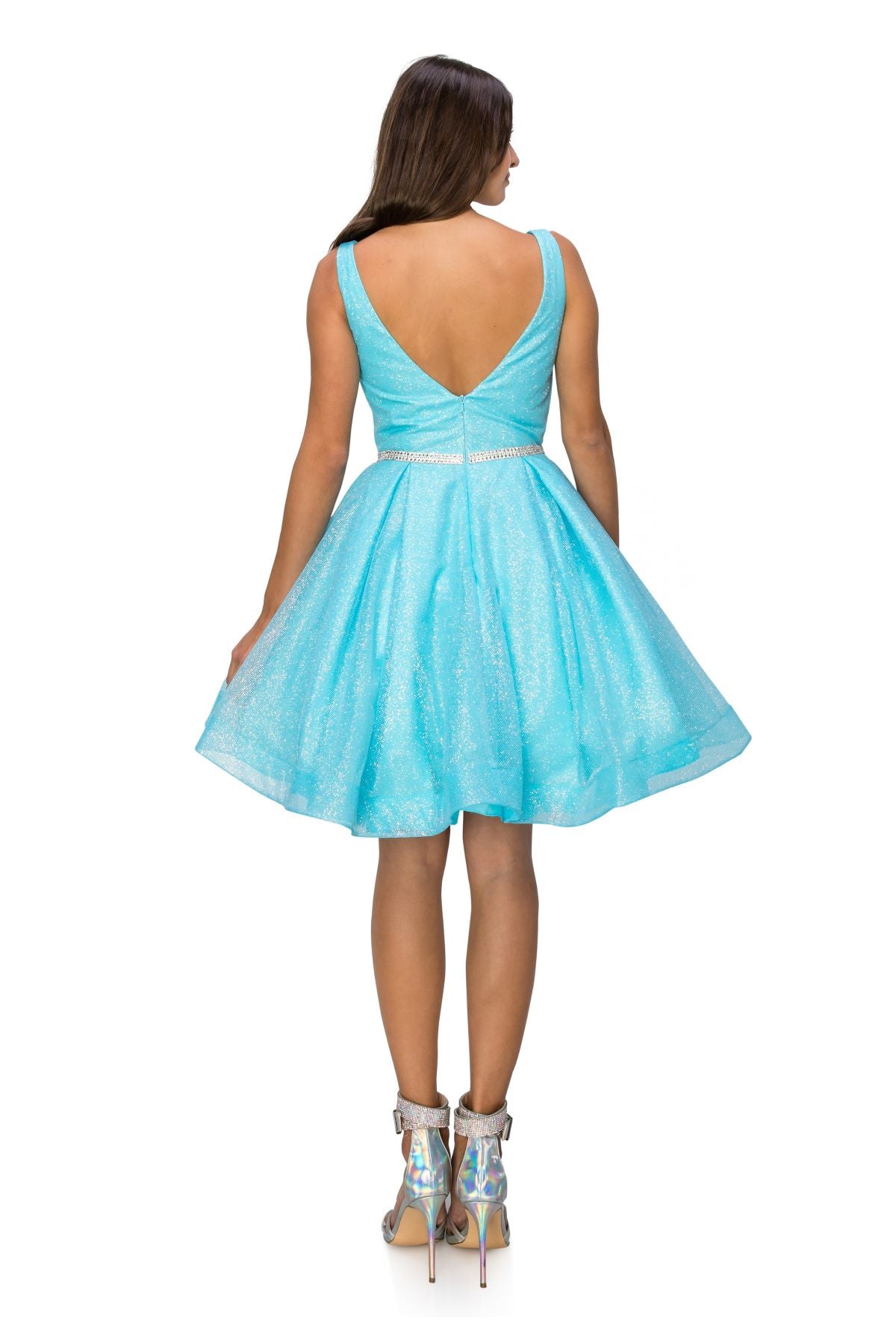 Glitter Mesh Fit & Flare Dress - 8047J