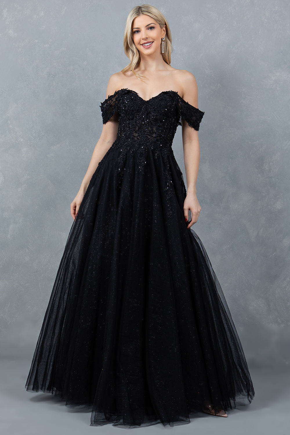Beaded Off-the-Shoulder Ball Gown – 8152J