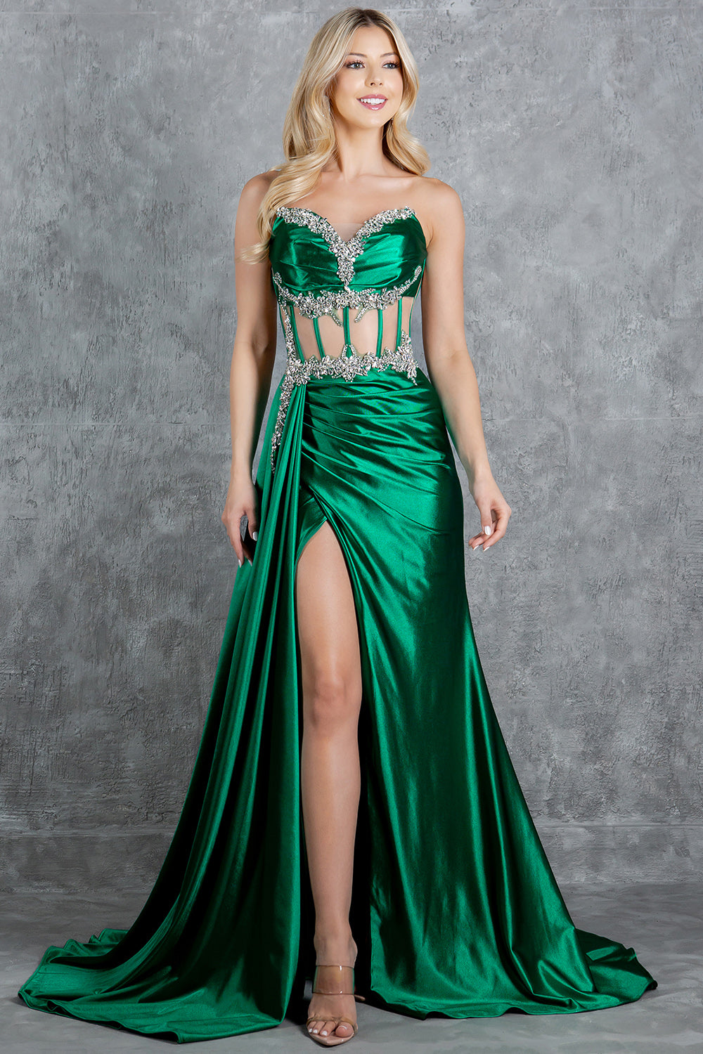 Dazzling Crystal Strapless Corset Gown – 8214J
