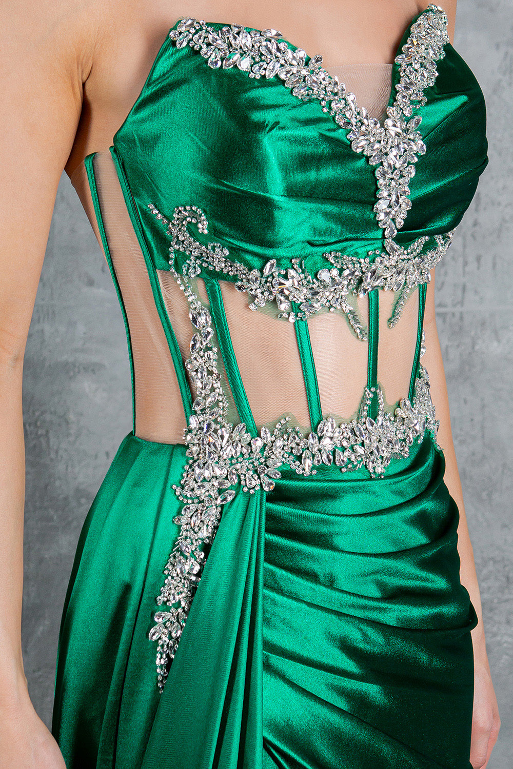 Dazzling Crystal Strapless Corset Gown – 8214J
