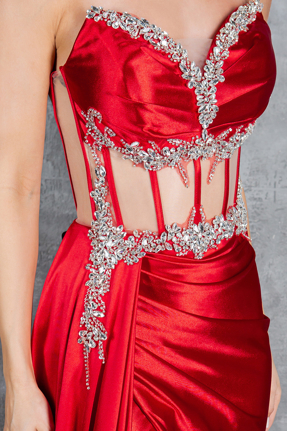 Dazzling Crystal Strapless Corset Gown – 8214J