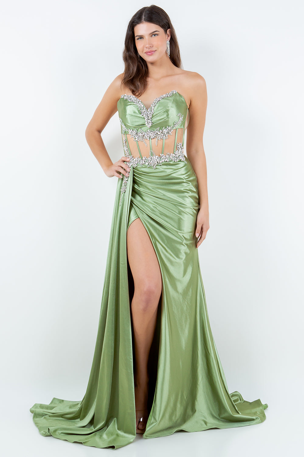 Dazzling Crystal Strapless Corset Gown – 8214J