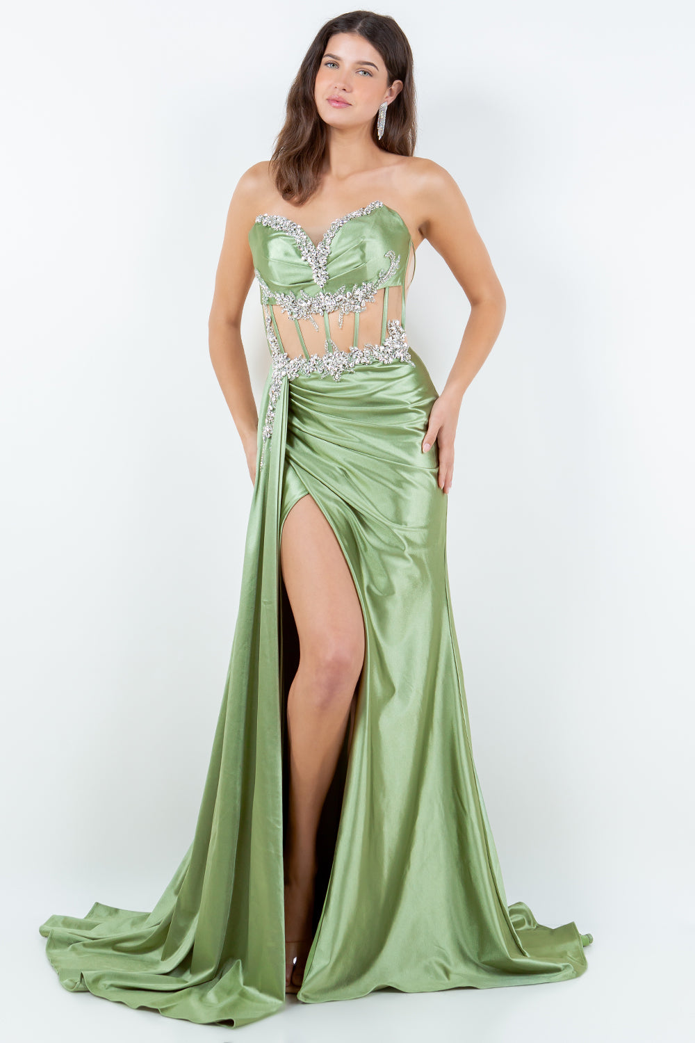 Dazzling Crystal Strapless Corset Gown – 8214J