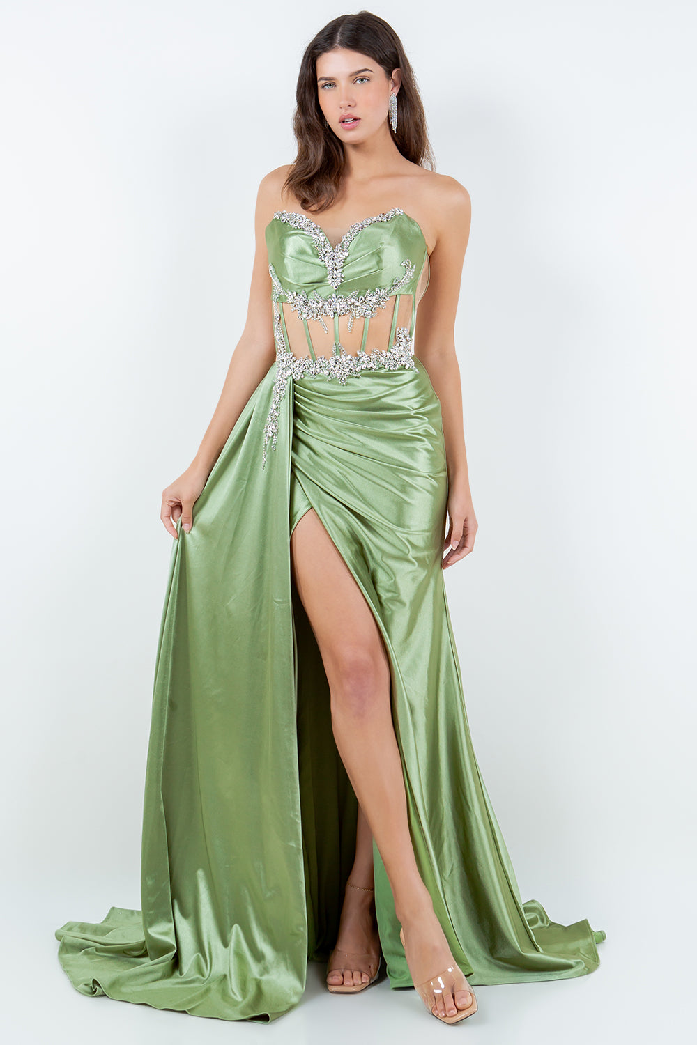 Dazzling Crystal Strapless Corset Gown – 8214J