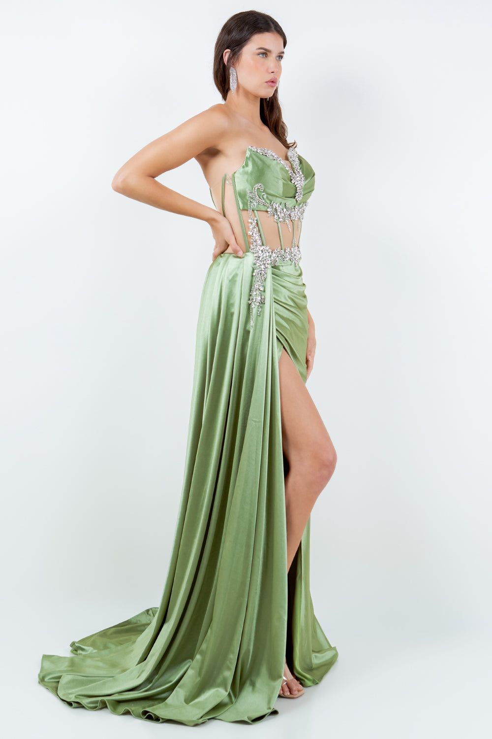 Dazzling Crystal Strapless Corset Gown – 8214J