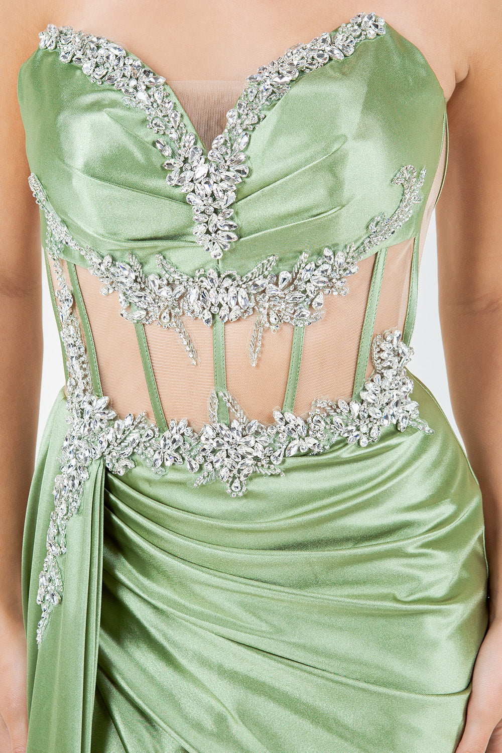 Dazzling Crystal Strapless Corset Gown – 8214J