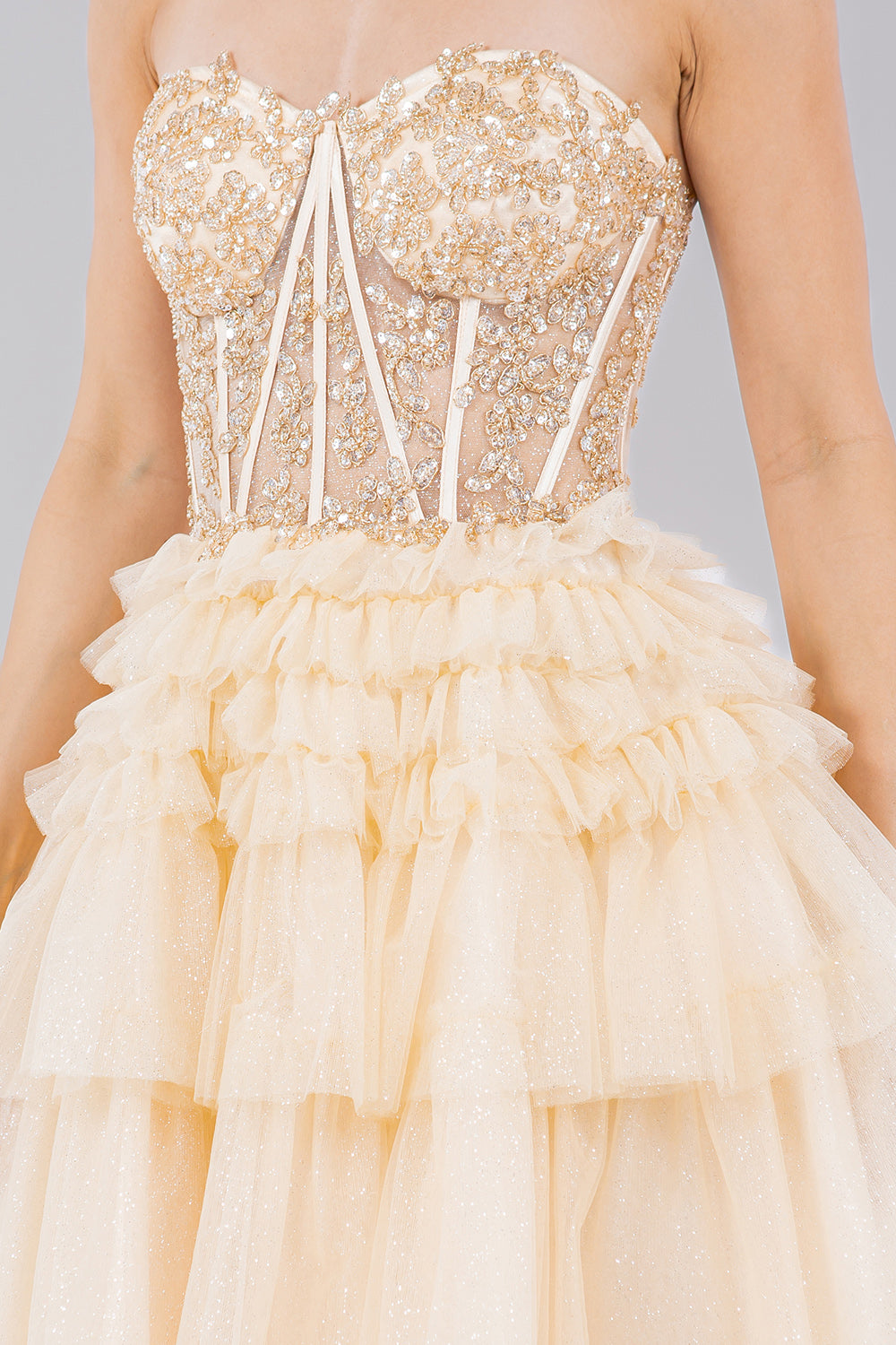 Corset Sequin Tiered Mini Dress - 5133J