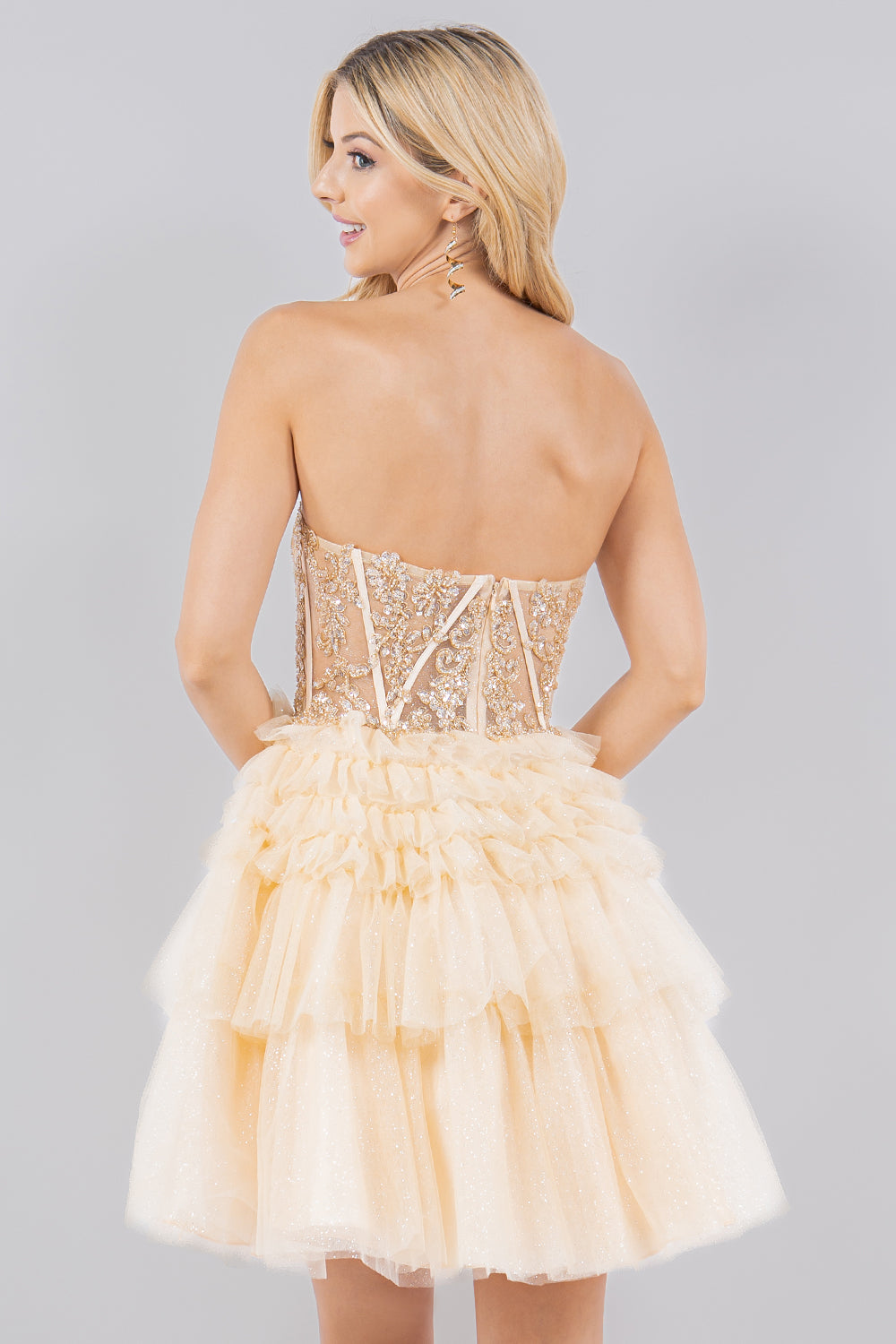 Corset Sequin Tiered Mini Dress - 5133J