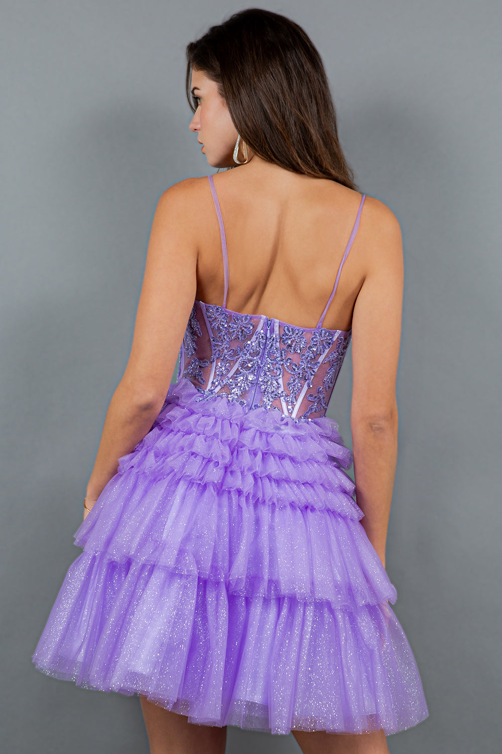 Corset Sequin Tiered Mini Dress - 5133J