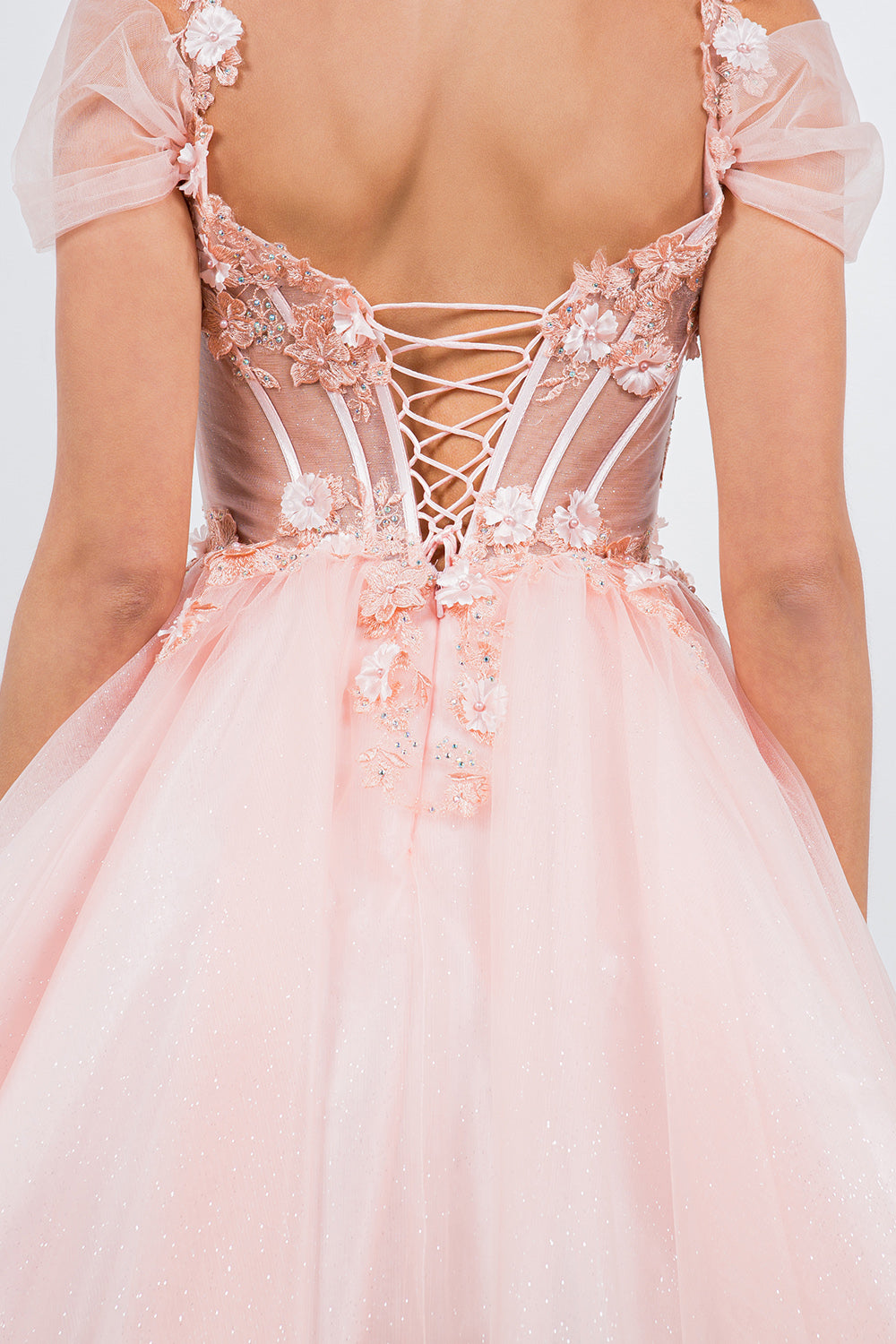 3D Floral Appliqué Corset Mini Dress - 5134J