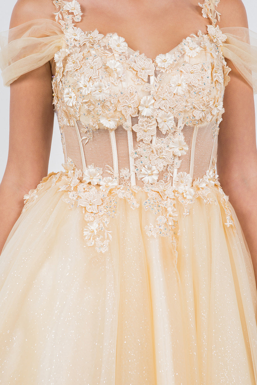 3D Floral Appliqué Corset Mini Dress - 5134J