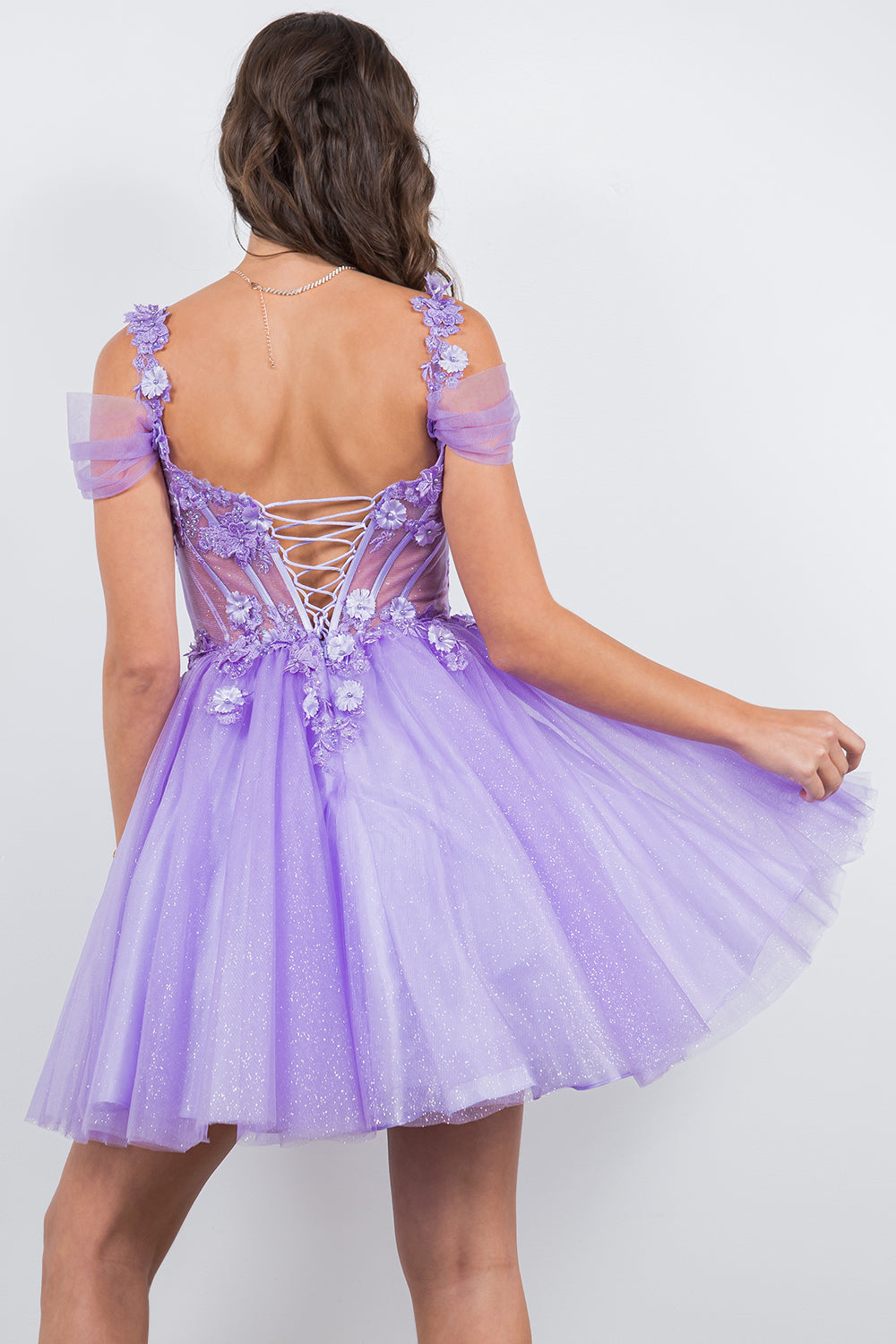 3D Floral Appliqué Corset Mini Dress - 5134J