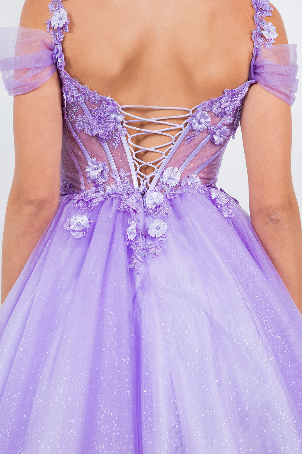 3D Floral Appliqué Corset Mini Dress - 5134J