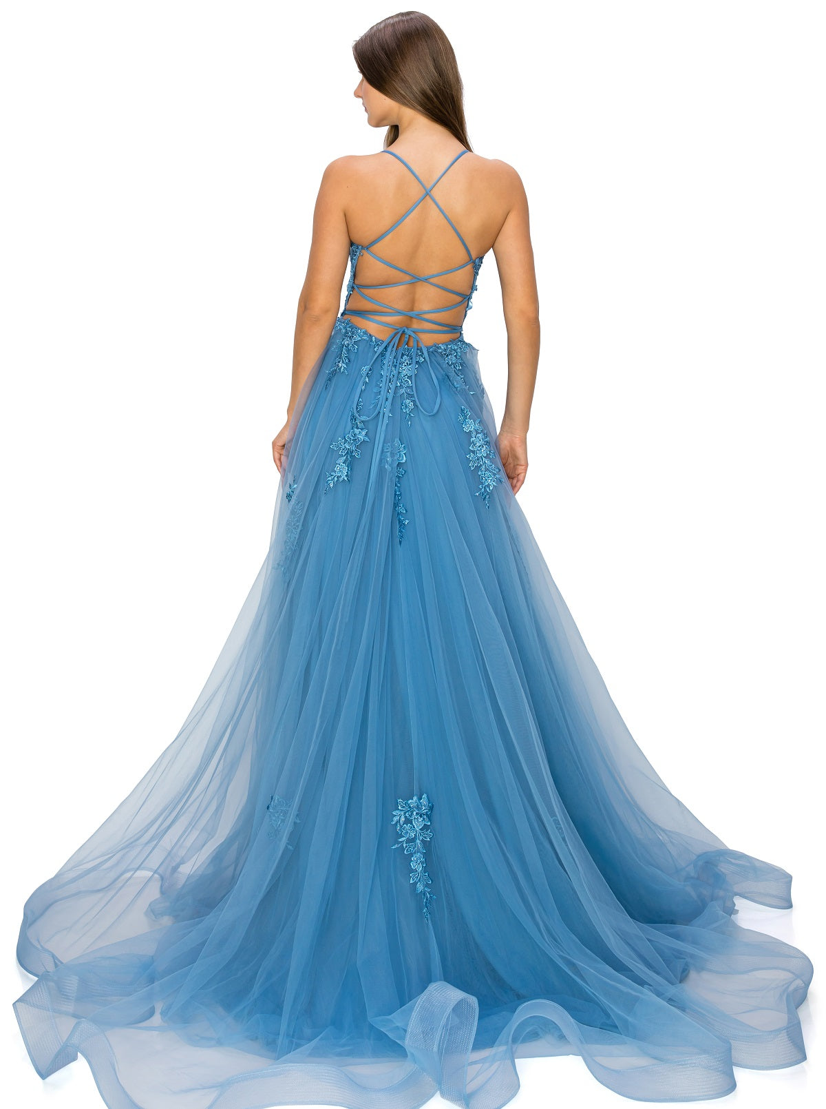 Tulle Ball Gown with Lace Appliqué - Style 8031J