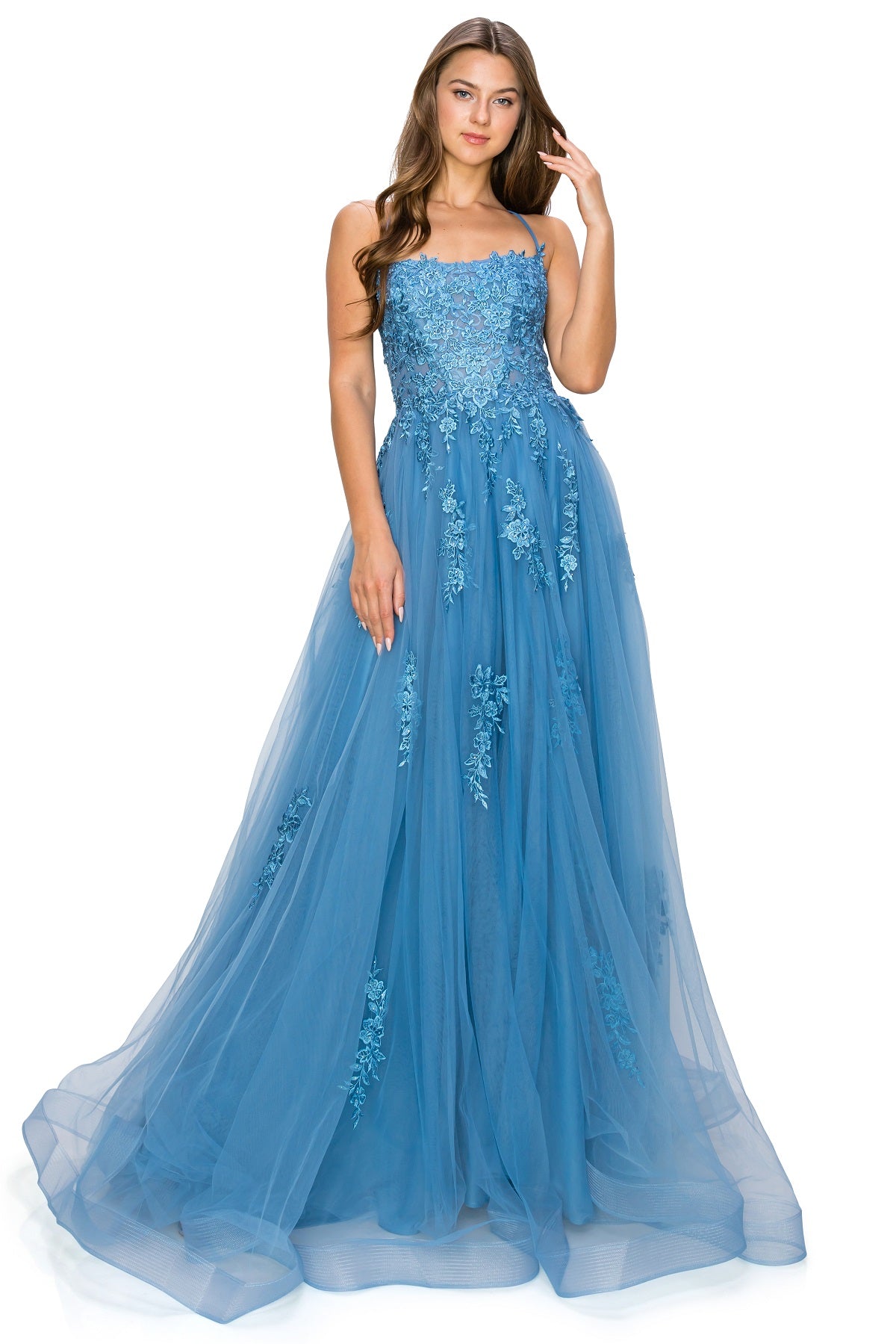 Tulle Ball Gown with Lace Appliqué - Style 8031J