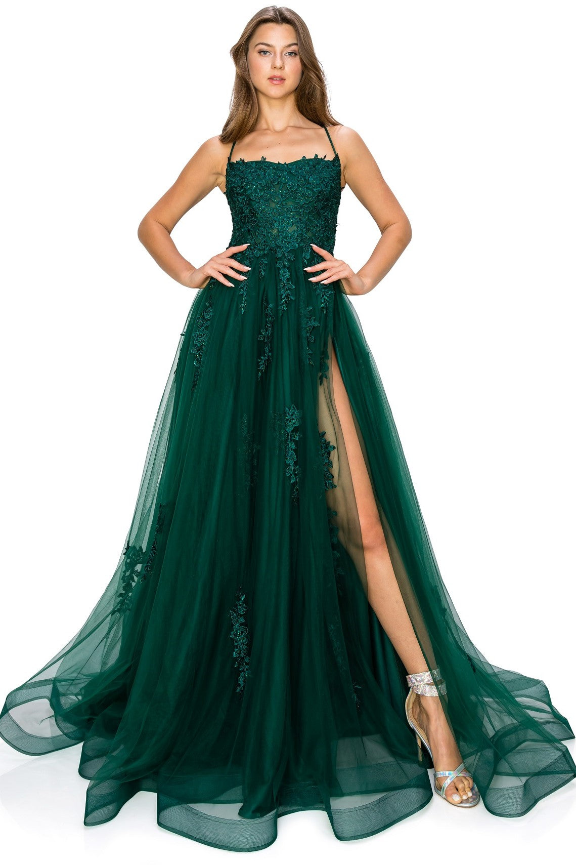 Tulle Ball Gown with Lace Appliqué - Style 8031J
