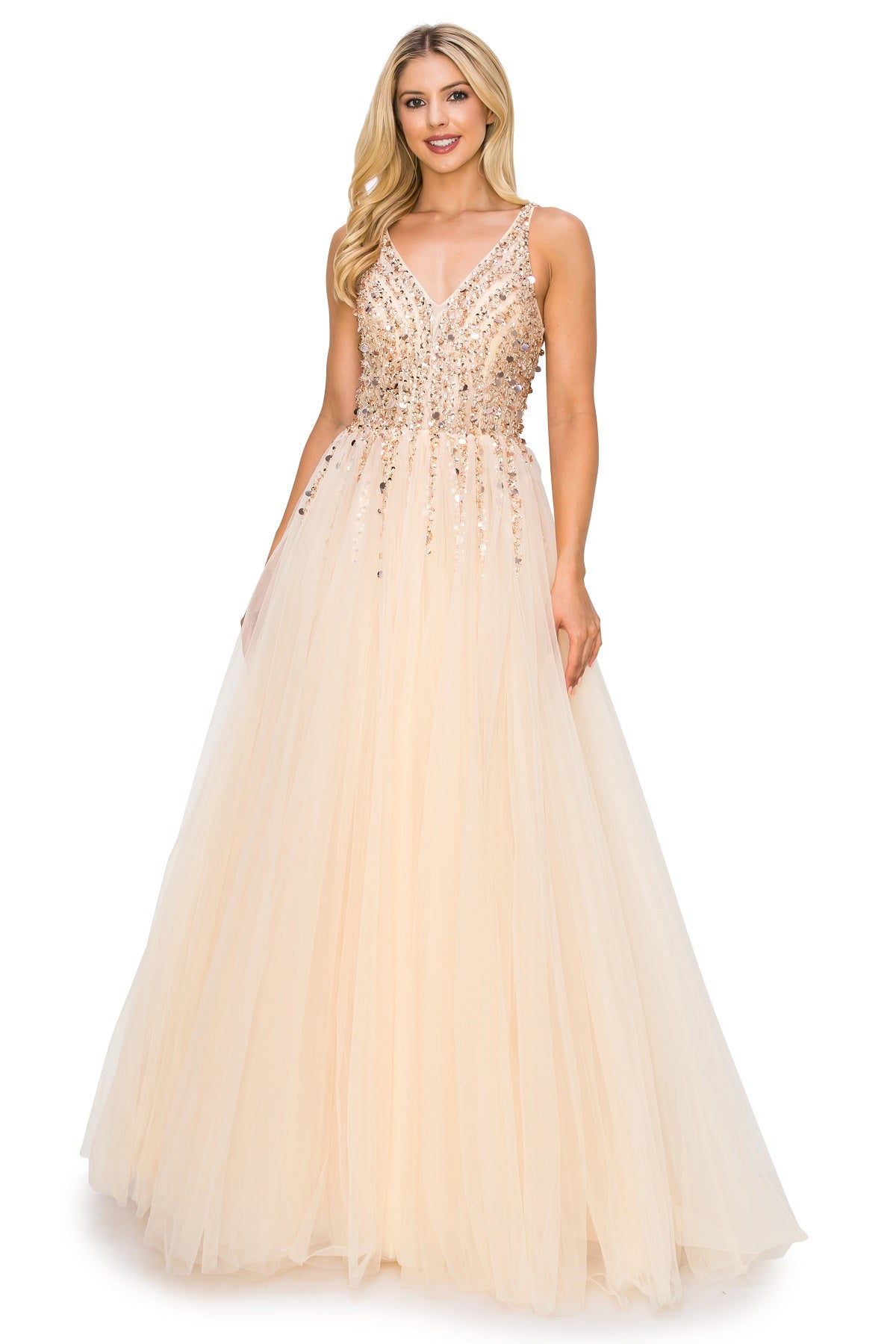 Sequin Lace Tulle Ball Gown - 8034J