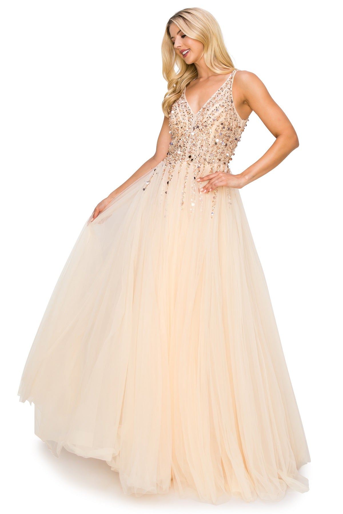 Sequin Lace Tulle Ball Gown - 8034J