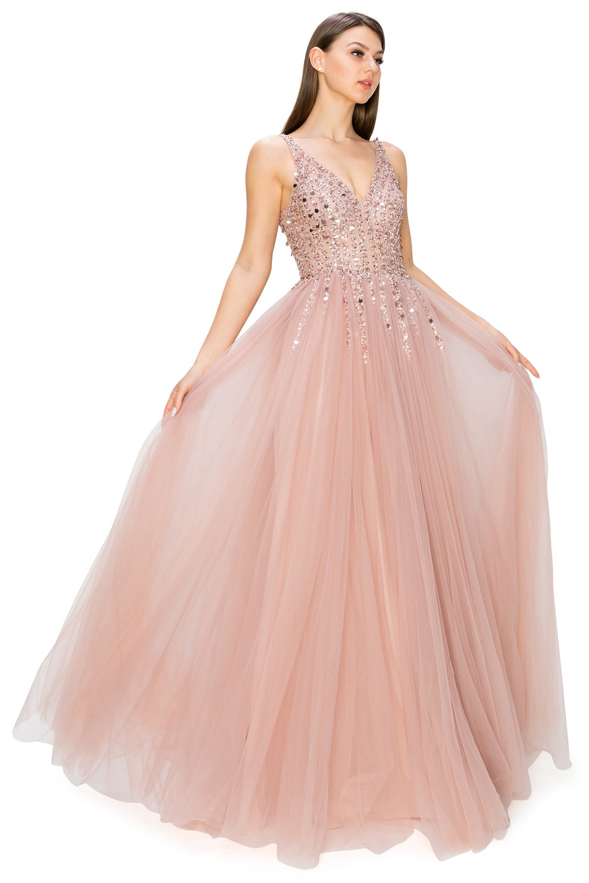 Sequin Lace Tulle Ball Gown - 8034J