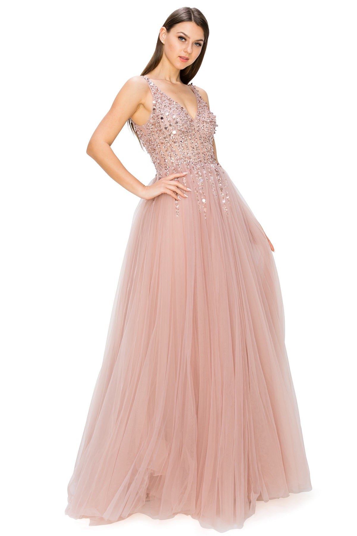 Sequin Lace Tulle Ball Gown - 8034J
