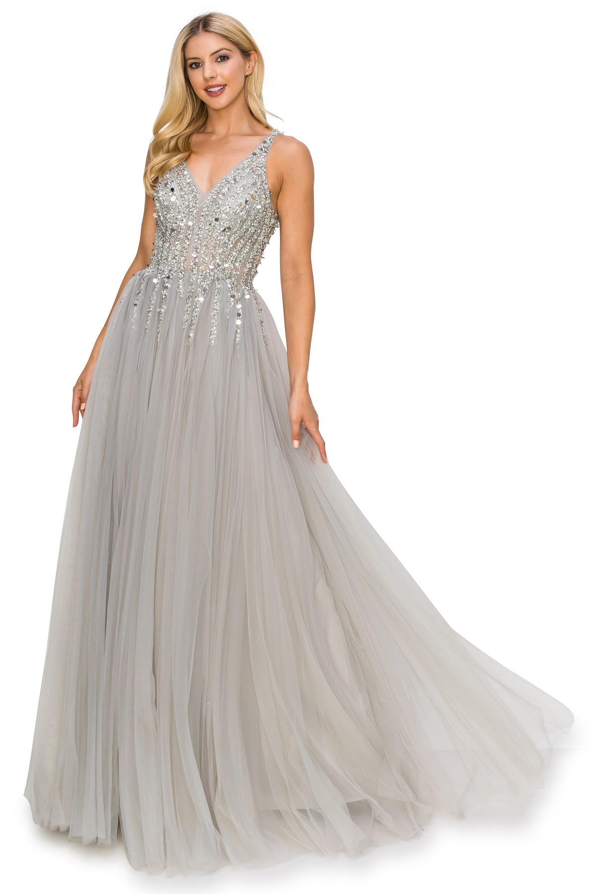 Sequin Lace Tulle Ball Gown - 8034J