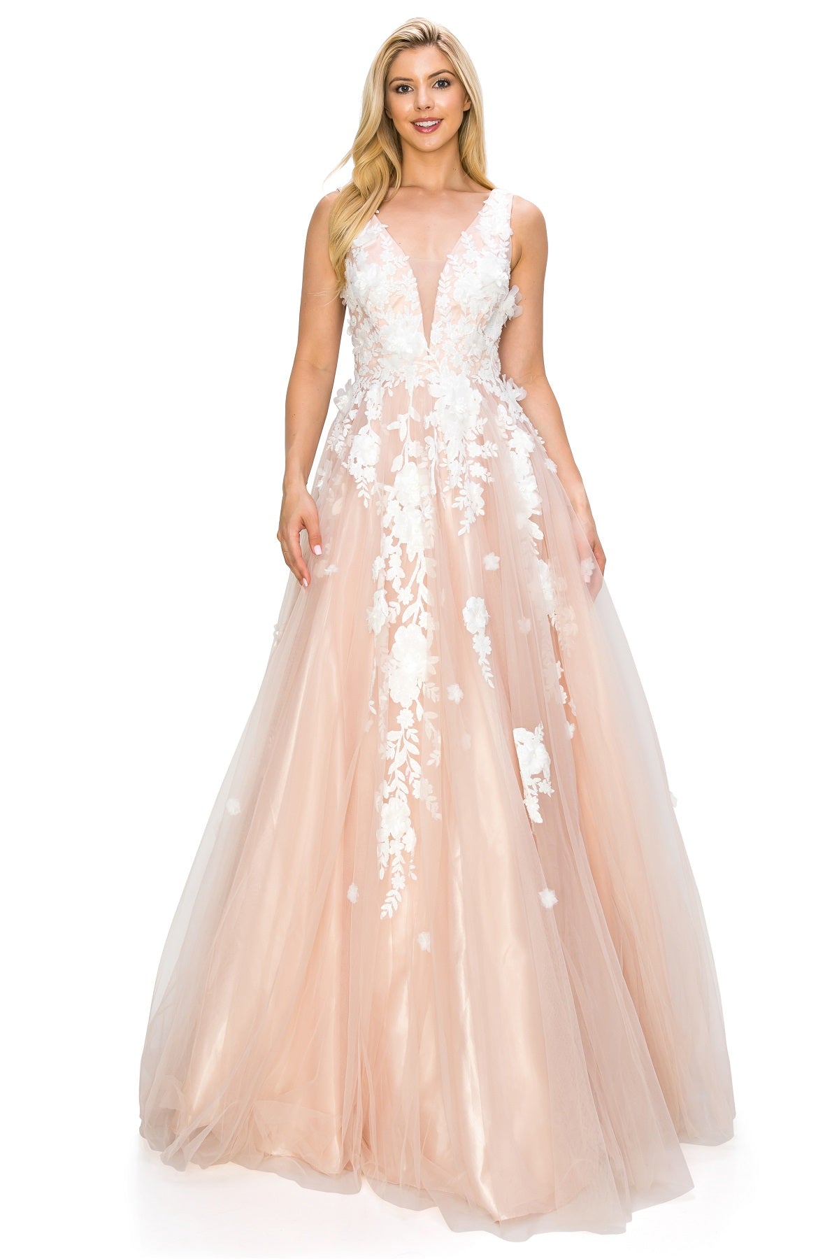 Gardenia Floral Lace A-Line Gown -8040J