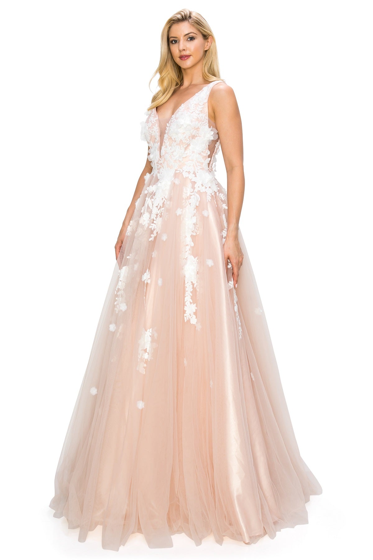 Gardenia Floral Lace A-Line Gown -8040J