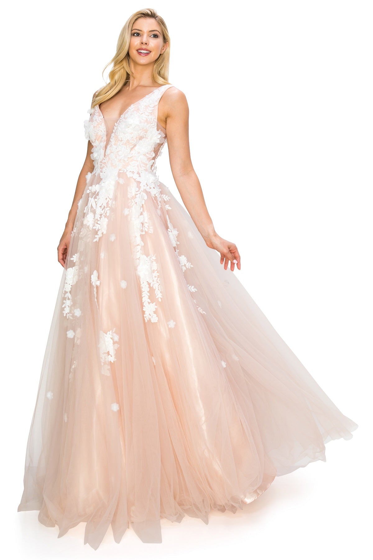 Gardenia Floral Lace A-Line Gown -8040J
