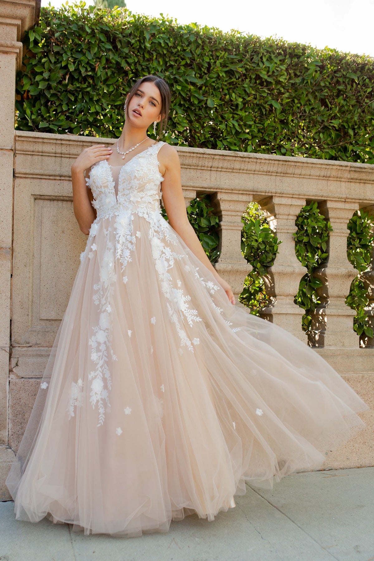 Gardenia Floral Lace A-Line Gown -8040J