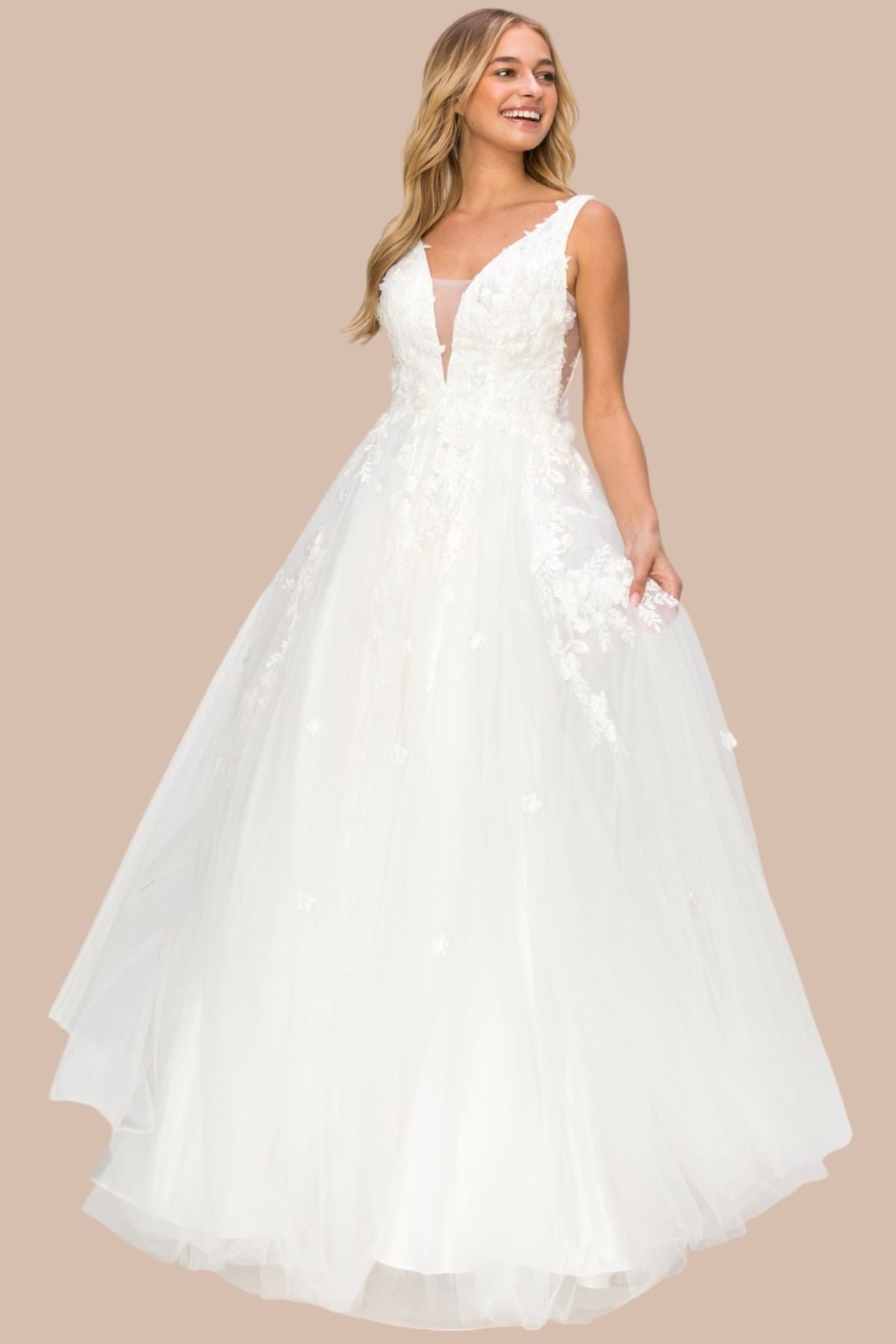 Gardenia Floral Lace A-Line Gown -8040J