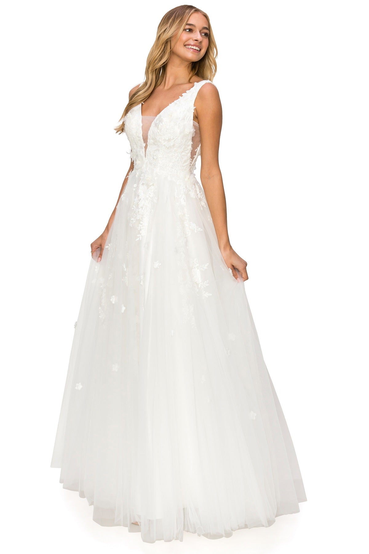Gardenia Floral Lace A-Line Gown -8040J