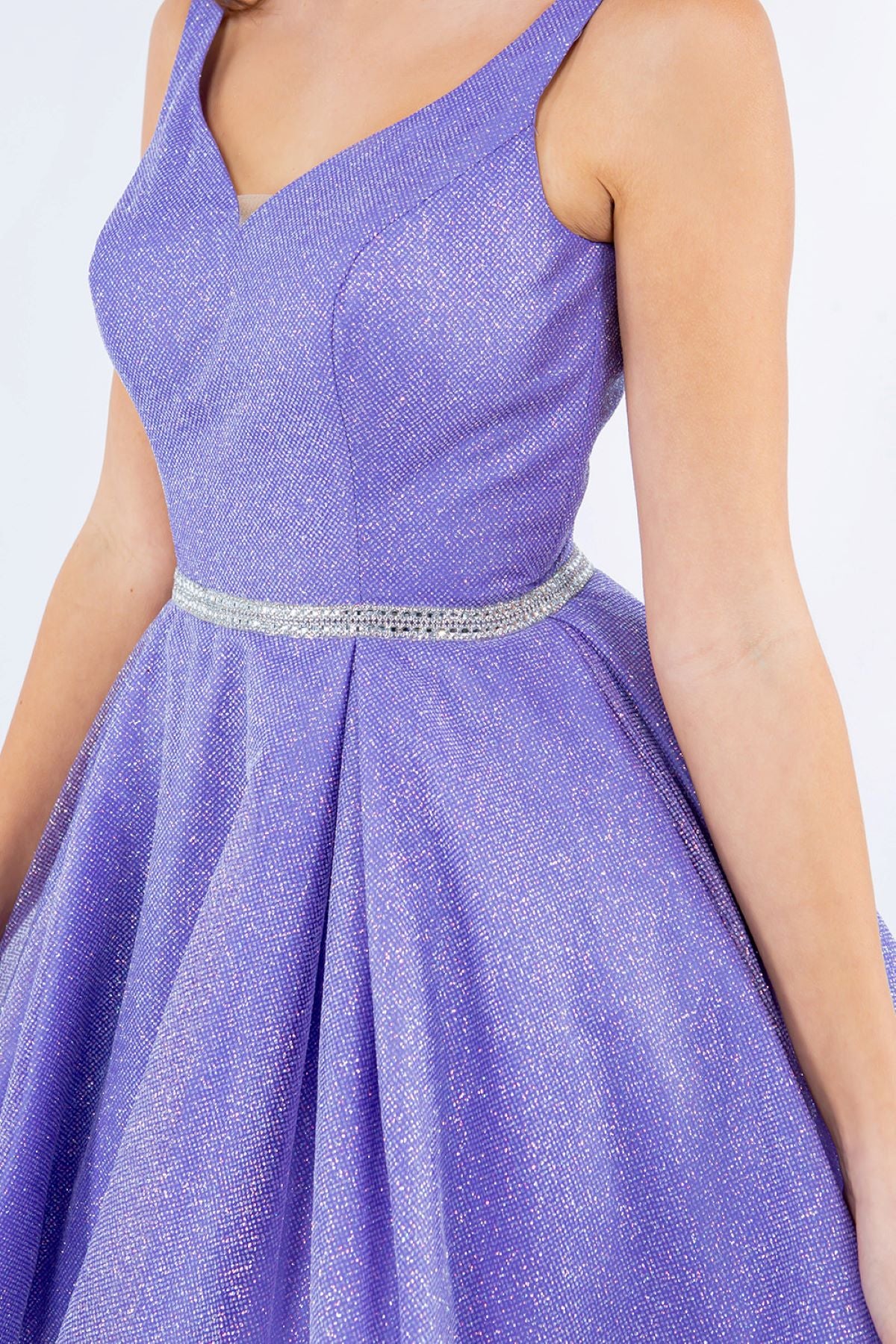 Glitter Mesh Fit & Flare Dress - 8047J