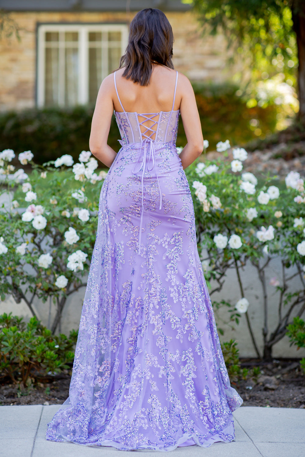 Whimsical Butterfly Appliqué Corset Gown - 8079J