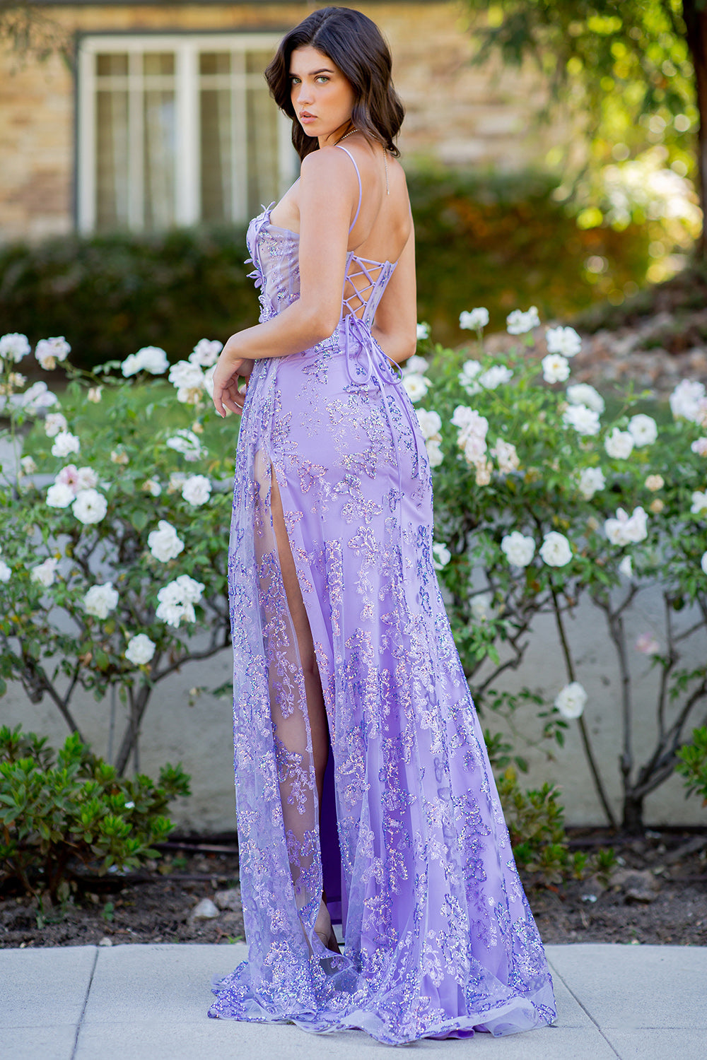 Whimsical Butterfly Appliqué Corset Gown - 8079J