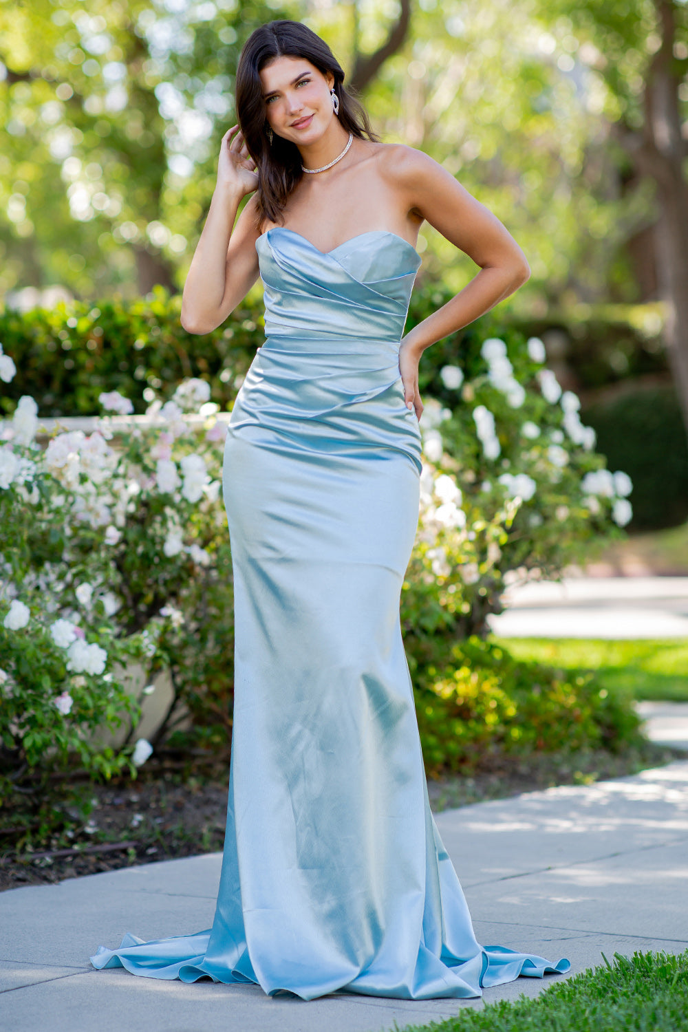 Shimmer Satin Strapless Mermaid Gown - 8083J