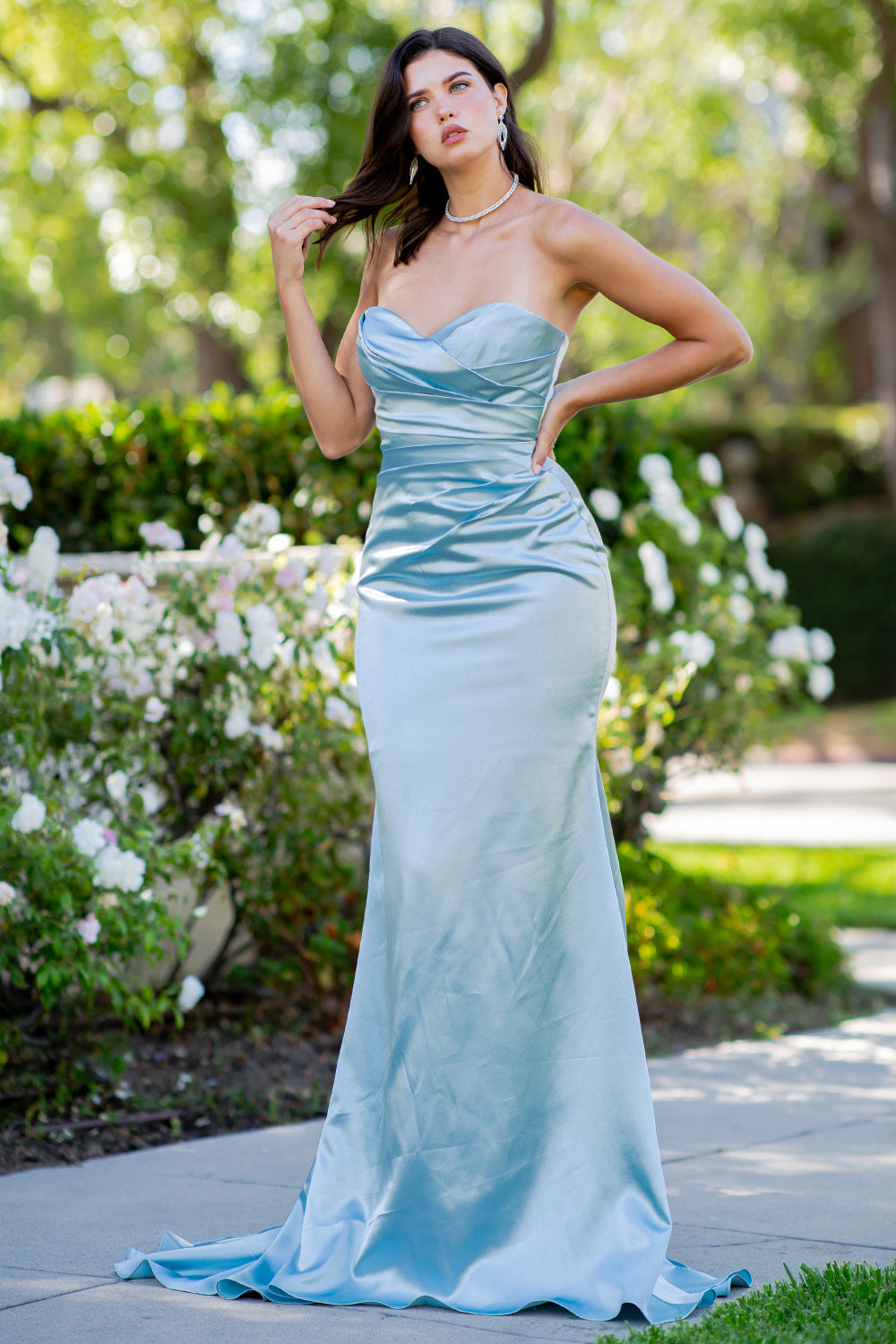 Shimmer Satin Strapless Mermaid Gown - 8083J