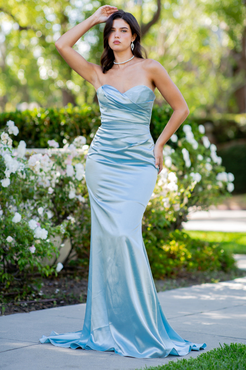 Shimmer Satin Strapless Mermaid Gown - 8083J