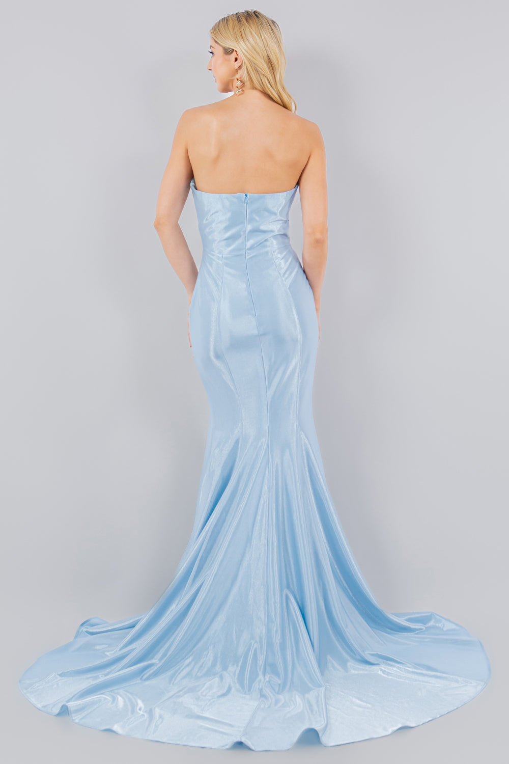 Shimmer Satin Strapless Mermaid Gown - 8083J
