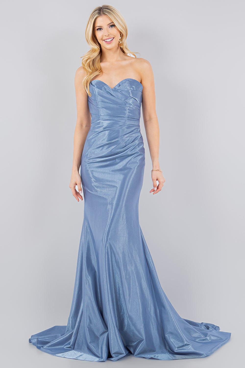 Shimmer Satin Strapless Mermaid Gown - 8083J
