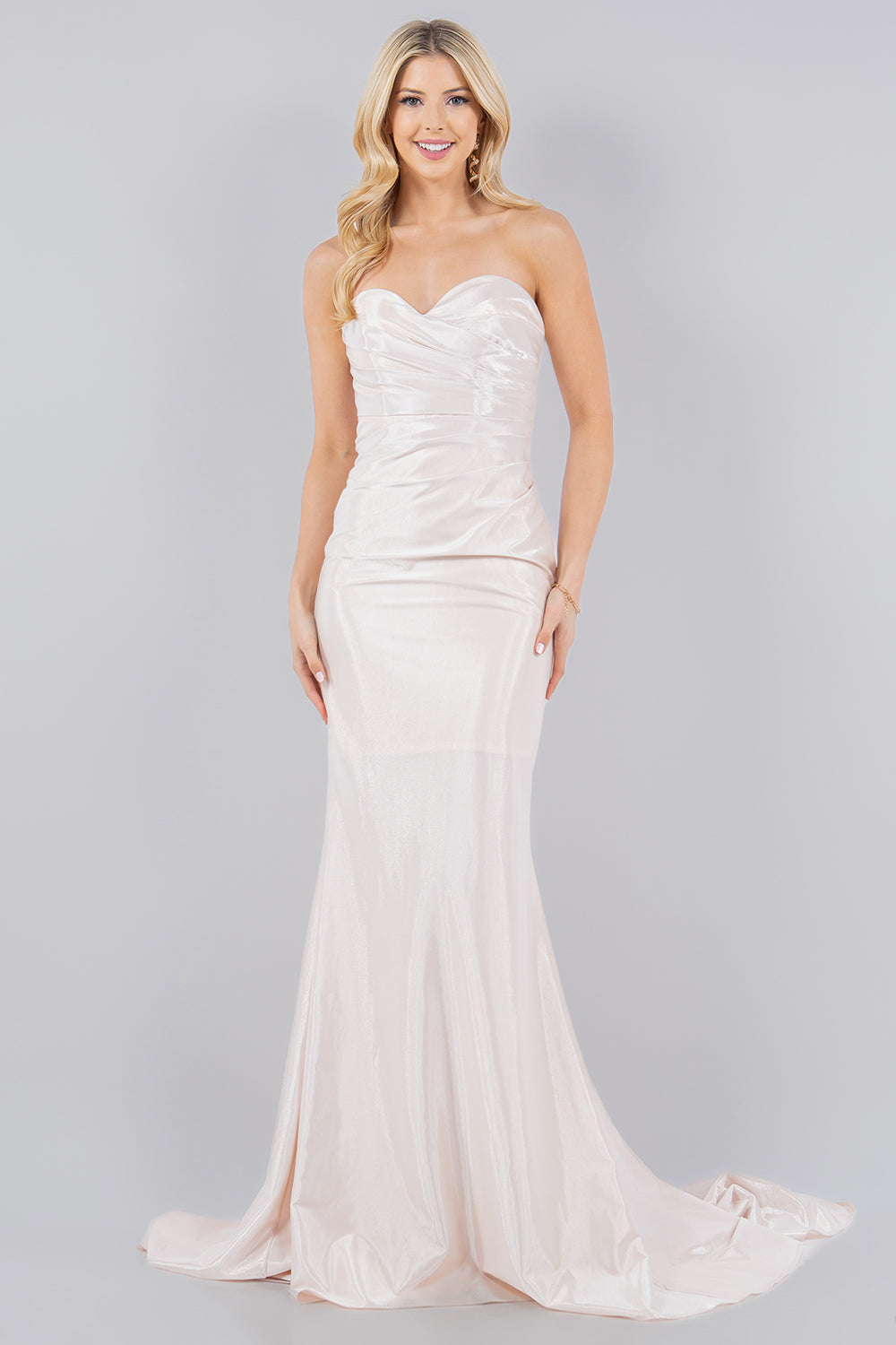 Shimmer Satin Strapless Mermaid Gown - 8083J